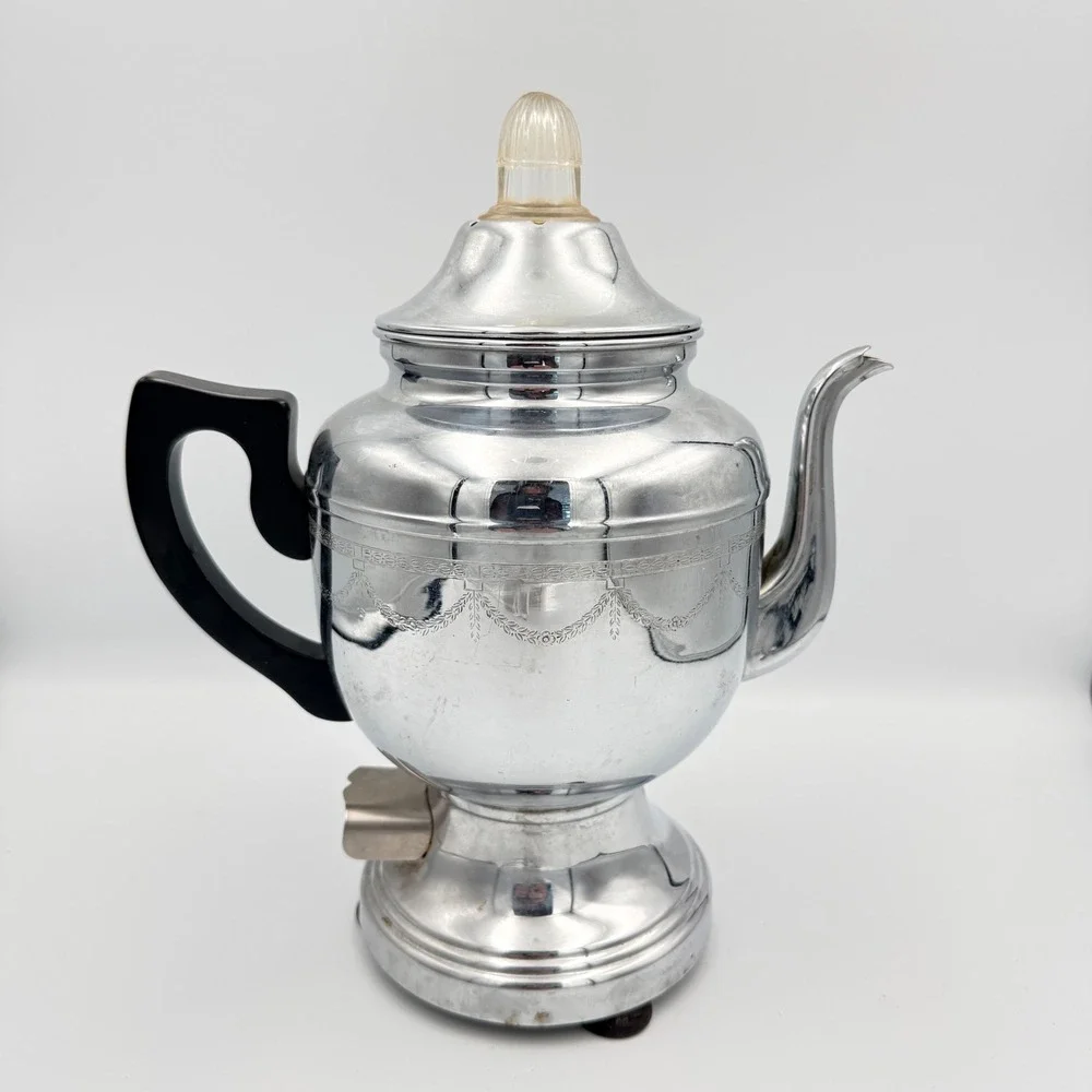 Vintage Farberware Coffee Percolator No 206 Chrome Electric Pot No Cord NY